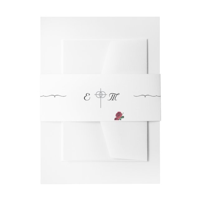 Feine Rose Einladung Bauchband Einladungsbanderole (Vorderseite Beispiel)