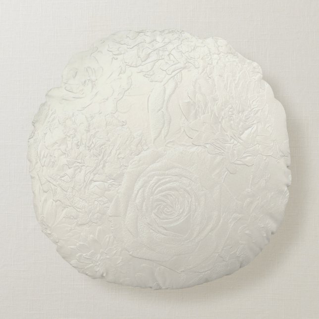 Feine Rose Rundes Kissen (Vorderseite)