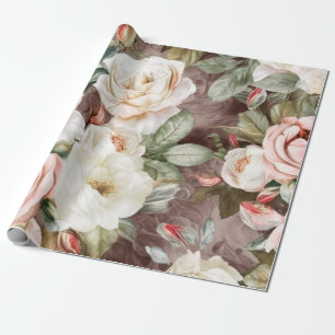 Feine Vintage Rosen in Rosa und Weiß Geschenkpapier