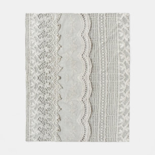 Feine weiße Spitze, Textil Nahaufnahme. Fleecedecke