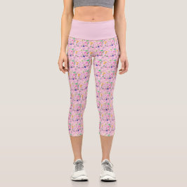 Feine Wildblume in hellrosa. Capri Leggings