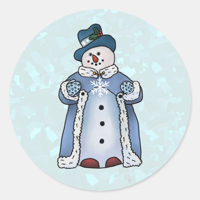 Feiner Schneemann Runder Aufkleber (Vorderseite)