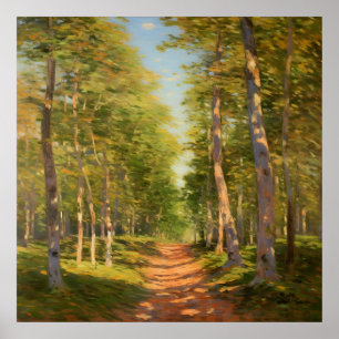 Feiner Waldweg umgeben von üppigem Grün Poster