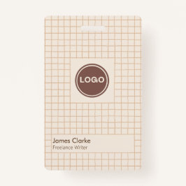 Feines, cremefarbenes, braunes Muster mit Logo Ausweis