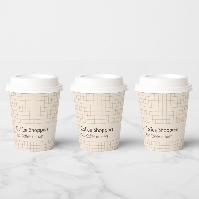 Feines, cremefarbenes, braunes Muster mit Logo Pappbecher (Multi)