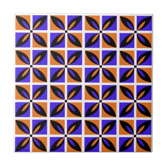 Feines geometrisches Blumendesign Fliese (Vorderseite)