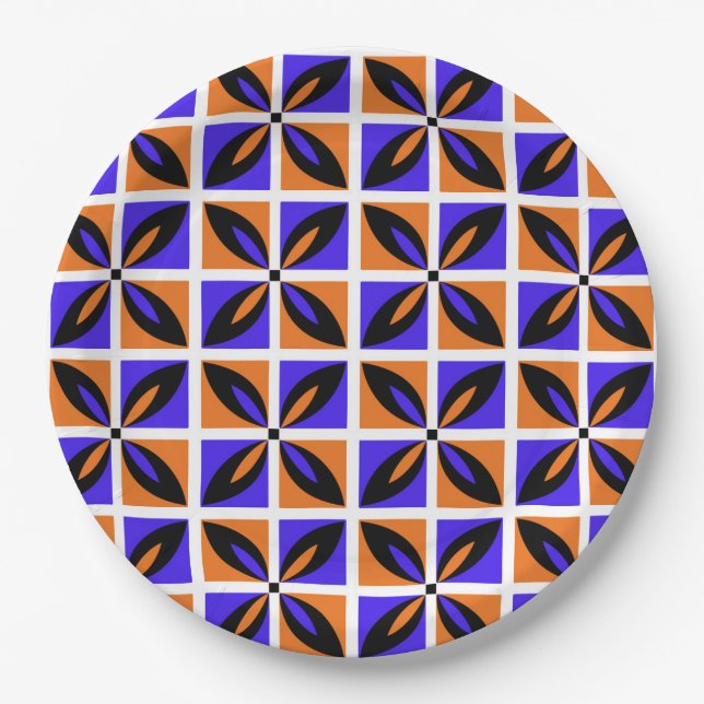 Feines geometrisches Blumendesign Pappteller (Vorderseite)