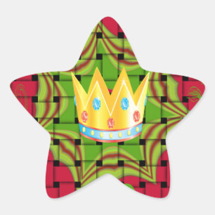 Feines Goldenes Rotes Woven Blumenstuhl Kunstwerk Stern-Aufkleber