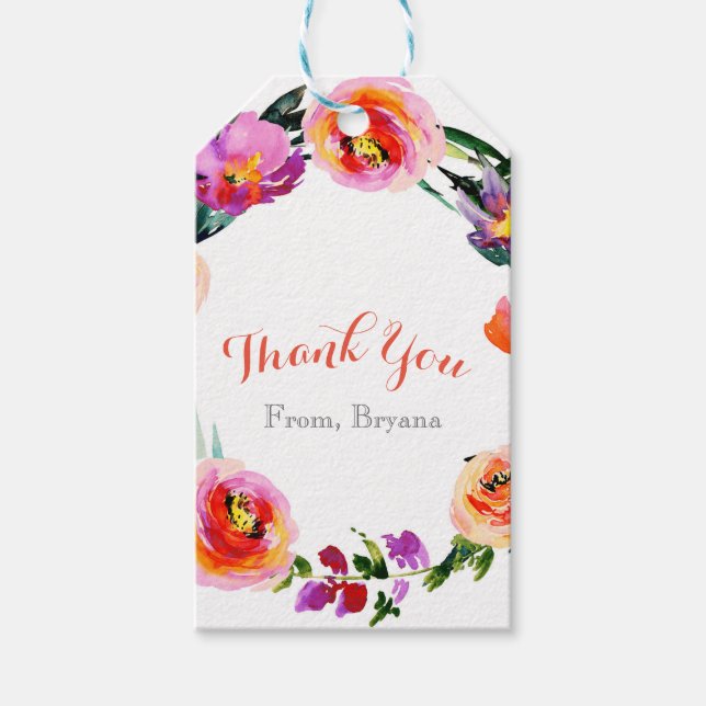 Feines helles Blumenkraut Brautparty Geschenkanhänger (Vorderseite)