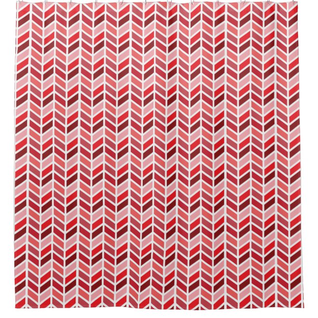 Feines, helles rosa Herringbone-Muster Duschvorhang (Vorderseite)
