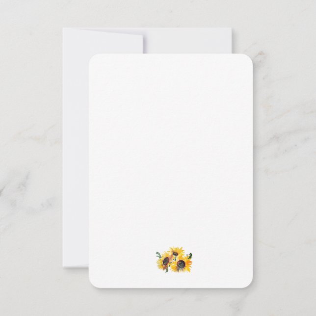 Feines, helles Sonnenblumen Wasserfarbe Fabulous 5 Dankeskarte (Rückseite)