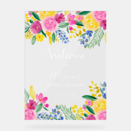 Feines Land florale Aquarell Begrüßung Bridal Acrylschild