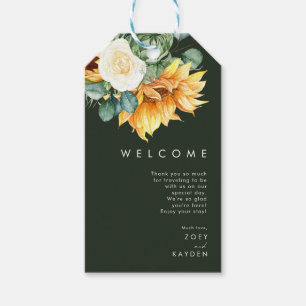 Feines Land Sonnenblumen Dunkelgrüne Hochzeit Will Geschenkanhänger