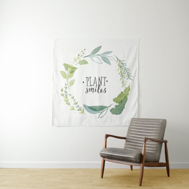 Feines Pflanzen-Lächeln der Kraut-II | Wandteppich (Beispiel (Horizontal))