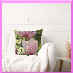 Feines rosa Magnolia Foto Kissen
