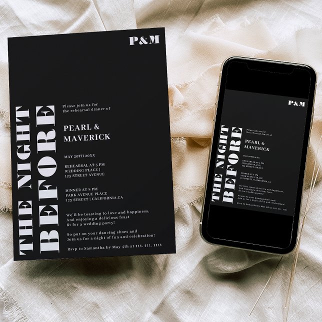 Feines Schwarz-Probe-Dinner Einladung (Von Creator hochgeladen)