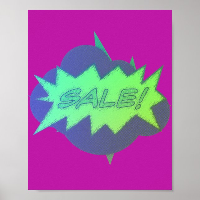 Feines und lebendiges Halftone Burst Sale Poster (Vorne)