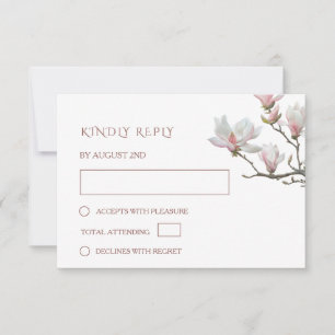 Feinmalerei Magnolienblüten Hochzeit RSVP Karte