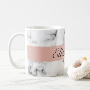 Feinmarmor mit Rose-Goldstreifen-Monogramm Kaffeetasse