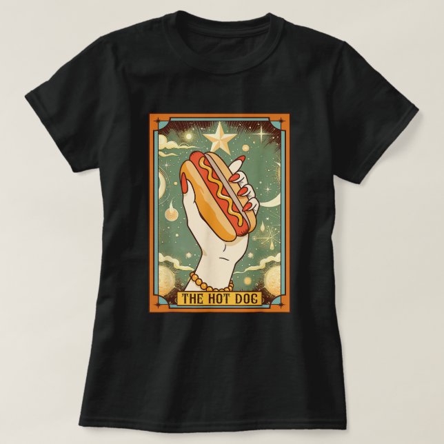 Feinschmecker ernähren sich von der Hot Dog Tarot  T-Shirt (Design vorne)