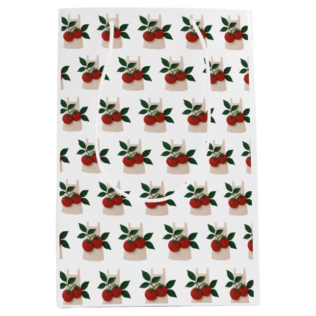 Feinschmecker Liebhaber — Schürze und Tomaten Mittlere Geschenktüte (Vorderseite)