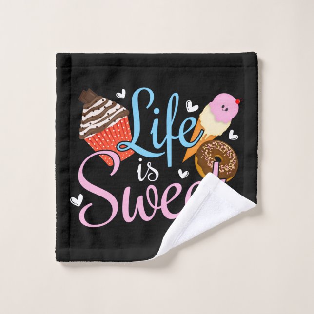 Feinschmecker Life is Sweet Baking Quote - Cupcake Waschlappen (Waschlappen)