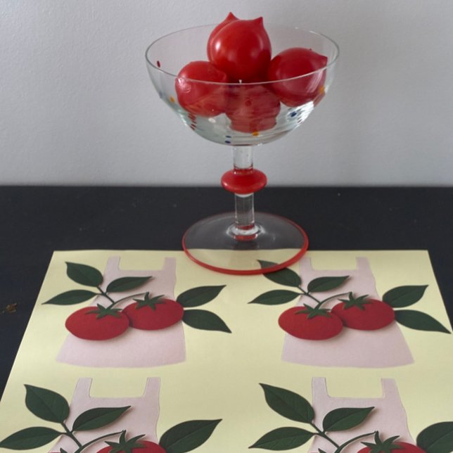 Feinschmecker Lovers Packpapier — Schürze und Toma Geschenkpapier Set (Fresh tomato gift wrap for home cooks, food lovers & recipe book gifts.)