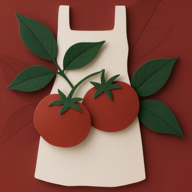 Feinschmecker Lovers Packpapier — Schürze und Toma Geschenkpapier Set (Gift Wrap to celebrate home made produce. Tomatoes rich and ripe fresh from the garden gift wrapped.)