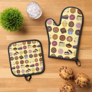 Feinschmecker mit Backwaren Muffin Cake Whoopie Pi Ofenhandschuh & Topflappen-Set