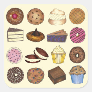 Feinschmecker mit Backwaren Muffin Cake Whoopie Pi Quadratischer Aufkleber