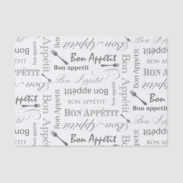 Feinschmeckerischer Bon Appetit des Vintagen Seidenpapier (Vorderseite)