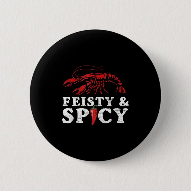 Feisty And Scy Funny Crawfish Boil Cute Mardi Gras Button (Vorderseite)