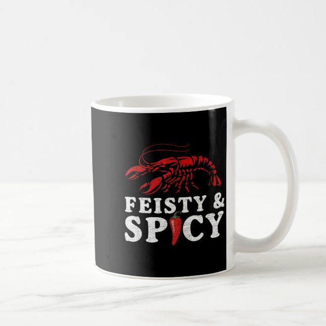 Feisty And Scy Funny Crawfish Boil Cute Mardi Gras Kaffeetasse (Rechts)