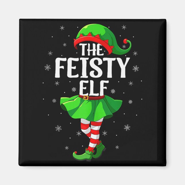 Feisty Elf Christmas Girls Women Elf Squad Xmas Fa Magnet (Vorne)