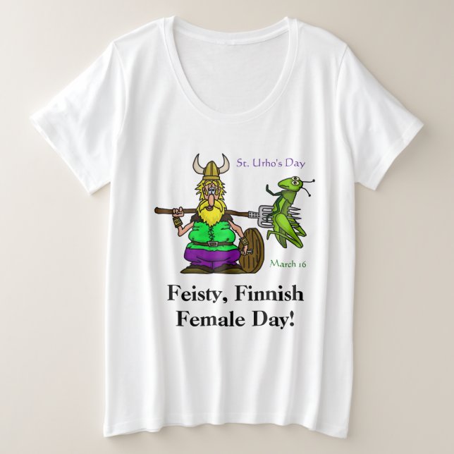 Feisty Finnish Female St. Urho's Day T - Shirt (Design vorne)