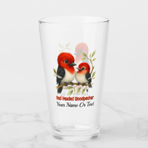 Feisty Red-kopfender Woodpecker Glas