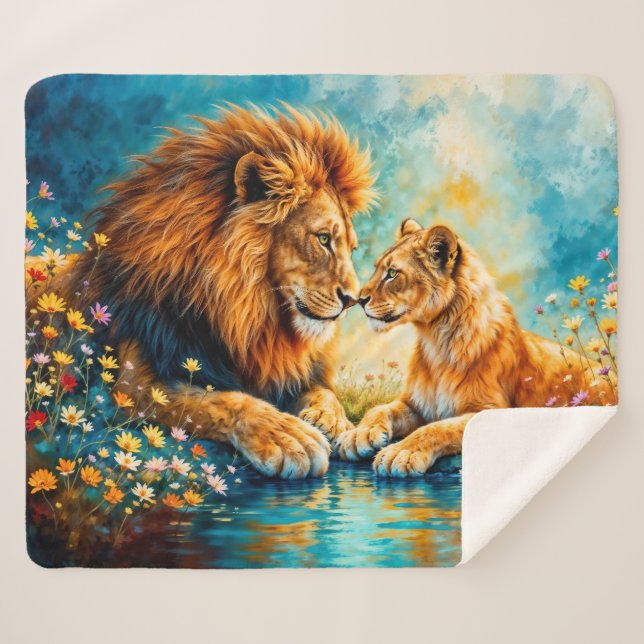 Feld-Blume Löwenzwiebeldekor Sherpadecke (Vorderseite (Horizontal))