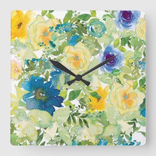 Feld Blume Quadratische Wanduhr