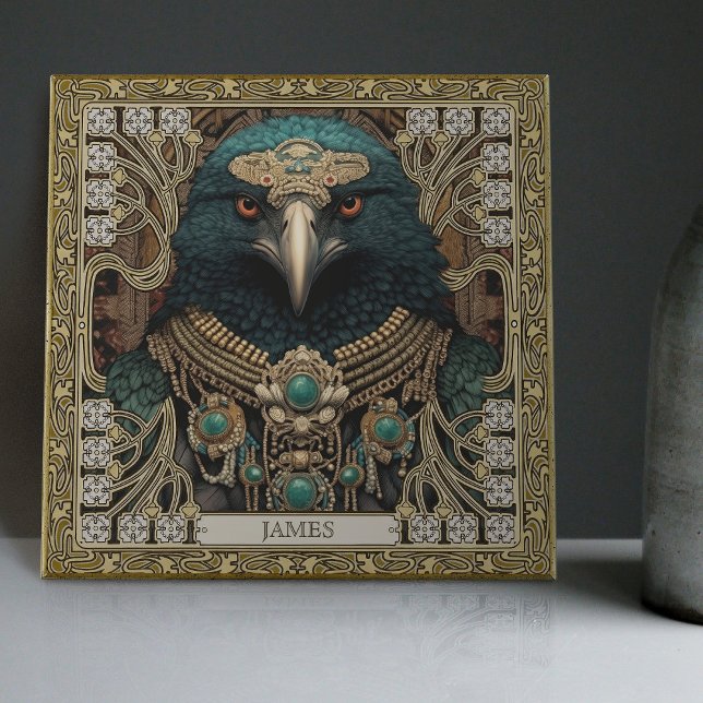 Feld "Crow Spirit Animal Personalisiert Name" Fliese (Von Creator hochgeladen)