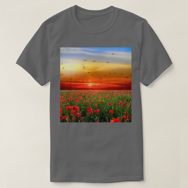 Feld der Blume Sonnenaufgang und Sonnenuntergang B T-Shirt (Design vorne)