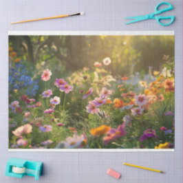 Feld der Frühlingsblumen decoupage Seidenpapier