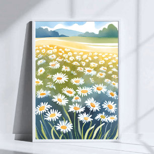 Feld der Gänseblümchen   Blumenwiese Florale Maler Poster