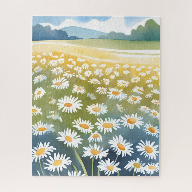 Feld der Gänseblümchen | Blumenwiese Florale Maler Puzzle (Vertikal)