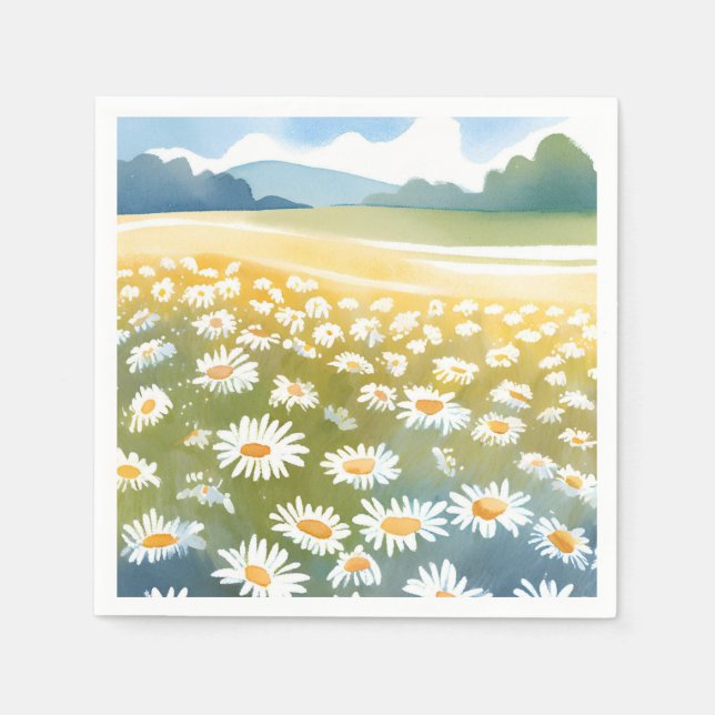 Feld der Gänseblümchen | Blumenwiese Florale Maler Serviette (Vorderseite)