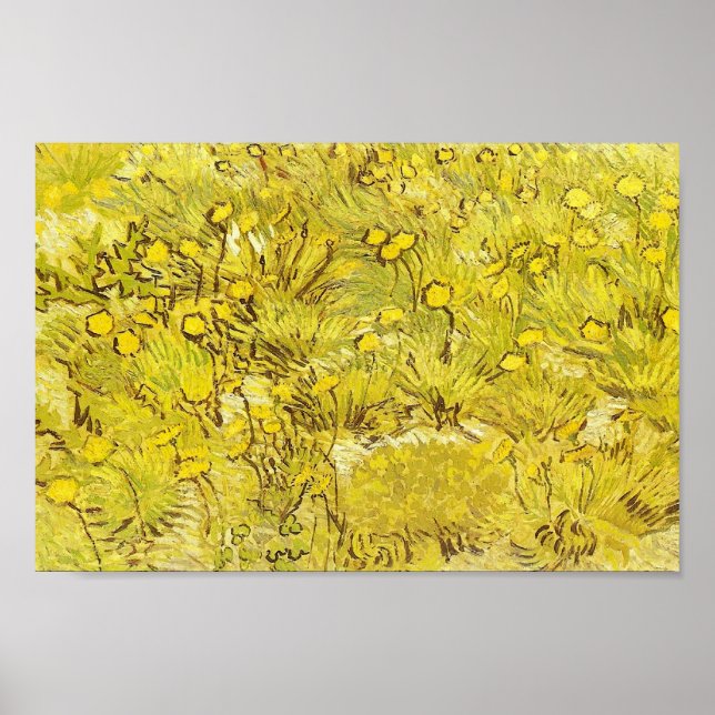 Feld der gelben Blumen, Vincent van Gogh Poster (Vorne)