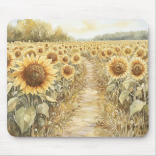 Feld der gelben Sonnenblumen Mousepad