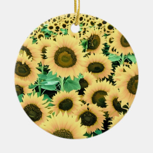 Feld der goldgelben Sonnenblumen Keramik Ornament
