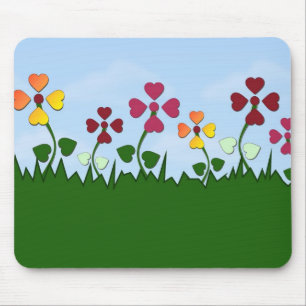 Feld der Herz-Blumen Mousepad