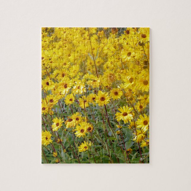 Feld der lebhaften gelben Blumen Puzzle (Vertikal)