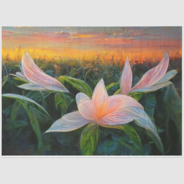 Feld der Lilys-Blumendekoupage Seidenpapier (Vorderseite)